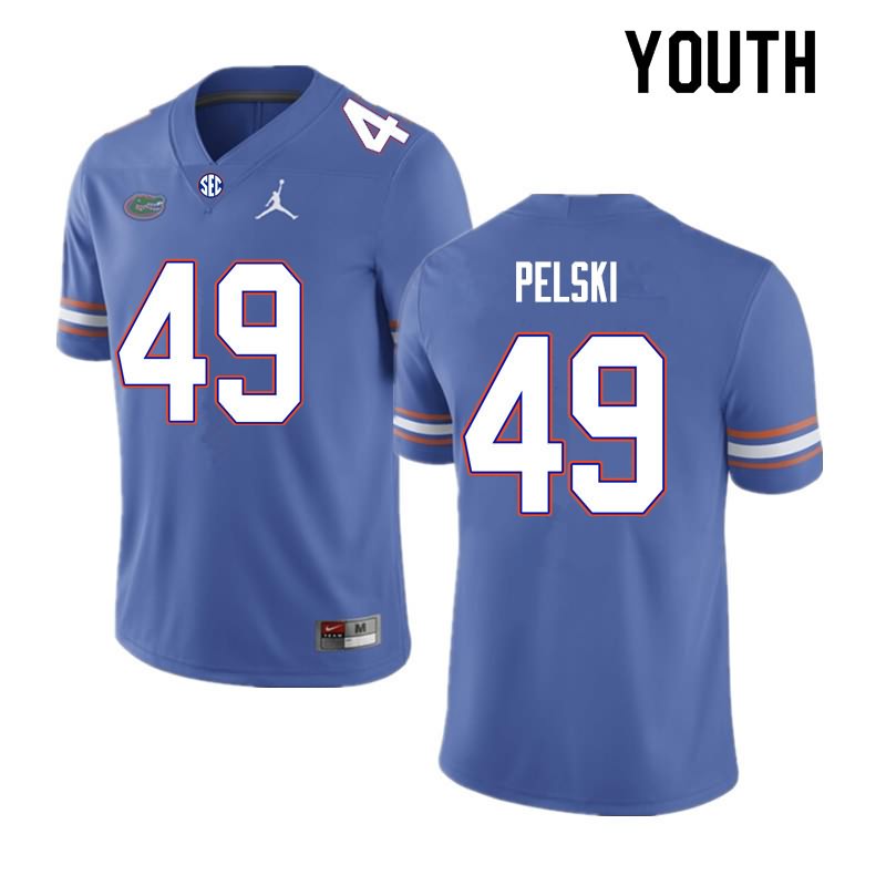 Youth NCAA Florida Gators Preston Pelski #49 Stitched Authentic Nike Royal College Football Jersey IKL8165TC